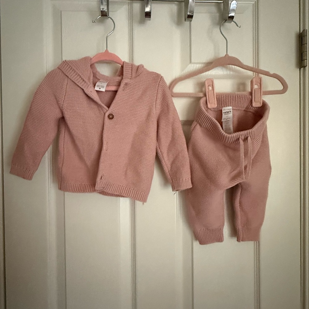Carter's Soft Pink Baby Knit Set